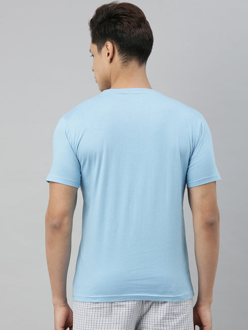 Sky Blue solid Crew Neck T-shirt